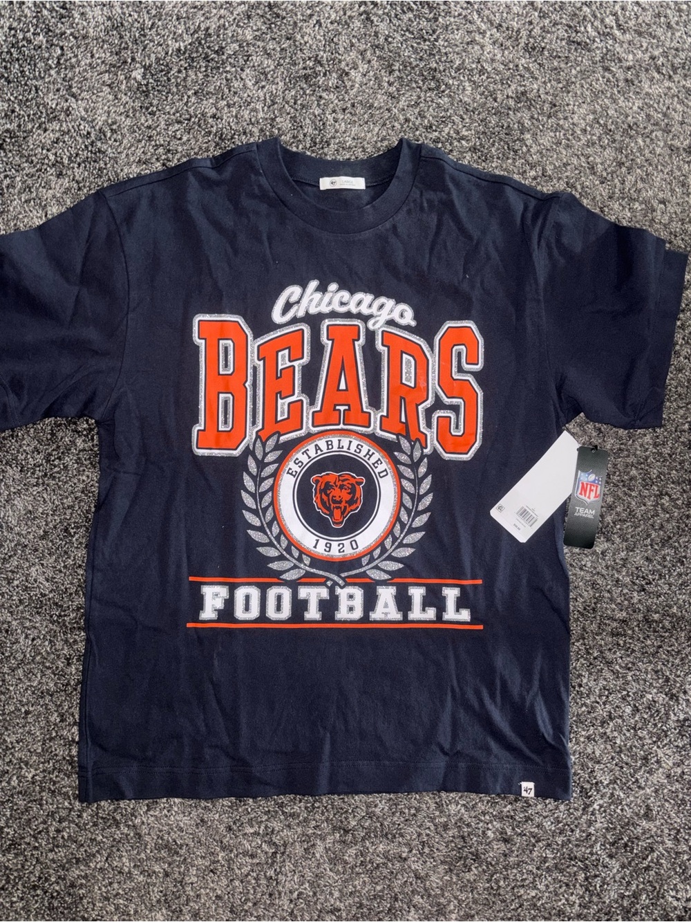 Chicago Bears Navy Football Tee - Picture 1 of 4